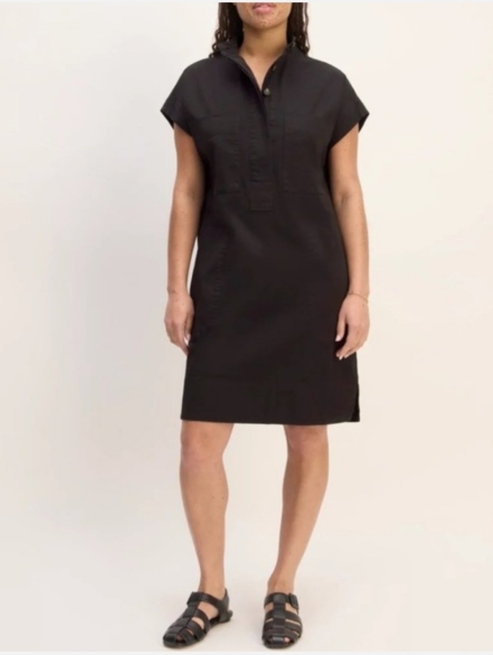 NWT EVERLANE THE EASY WORKWEAR ORGANIC COTTON NAVY DRESS SZ M